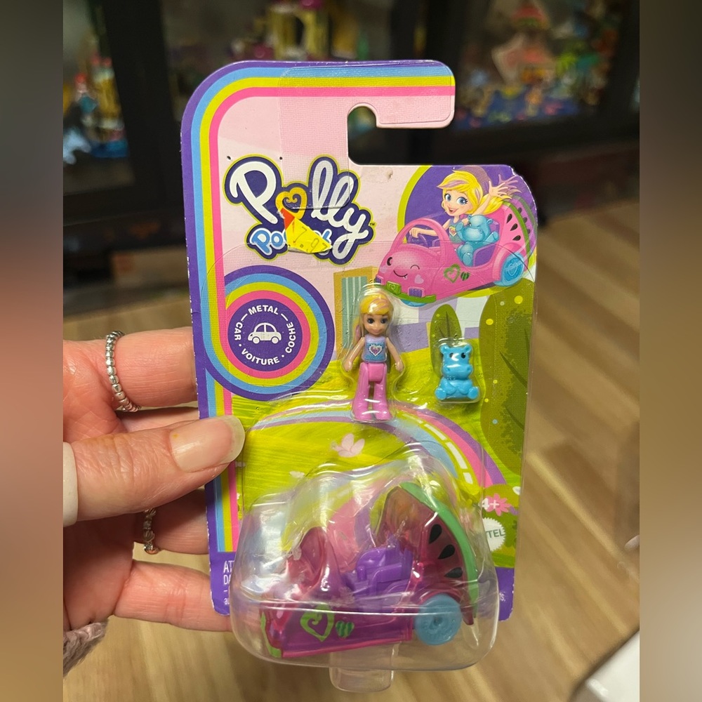 Polly Pocket Pollyville Micro Doll Watermelon Metal Car and Mini Hippo 2025
